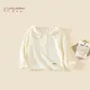 Camiseta de otoño estilo coreano para niña 2026 modelo nuevo, top casual y elegante de primavera y otoño con cuello suave para bebés niñas