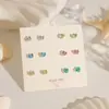 Pendientes de Zirconia de Colores Aguja de Plata Amor para Mujer Sencillos Incrustados con Pedrería Super Brillantes Pendientes para Cartílago Auricular Pendientes Pequeños Venta al por Mayor