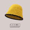 Sombrero de Pescador de Felpa Tejida Negro para Mujer Otoño e Invierno 2022 Nuevo Sombrero Cubo para Cabeza Grande Estilo Japonés Sombrero Pequeño que Muestra la Cara