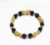 Pulsera valiente chapada en oro ágata obsidiana imitación cuerda de mano Douyin color 3D pulsera de electrochapado oro arena para hombre