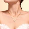 Pulseira de zircônia incrustada com temperamento europeu e americano, colar de clavícula de camada dupla, aço titânio, revestimento a vácuo PVD, retenção de cor, terno