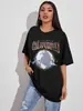 Moda Americana Amazonia Manga Curta Algodão Tamanho Grande Solto Preguiçoso Top Gola Redonda Estilo de Rua Mesmo Estilo Estampa de Letras para Homens e Mulheres