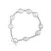 Pulseira I de pérola barroca em prata 925 celebridade da internet simples moda retrô pulseira versátil estilo ins estilo francês fivela ot