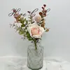 Flores artificiales con aroma a rosa, arreglos florales para el hogar, flores artificiales, jarrones de seda de rosa de alta gama, flores atadas a mano más vendidas transfronterizas