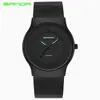 Relógio Sanda com pulseira de malha novo pulseira de aço inoxidável relógio masculino moderno relógio de quartzo à prova d'água relógio atacado
