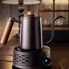 Bule manual para café com balança bico fino boca pequena doméstico com tampa cabo de madeira 400/600 ml bule para café