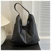 Bolsa de ombro feminina retrô, cor sólida, grande capacidade, outono e inverno, casual, simples, bolsa de ombro com axila, 2023