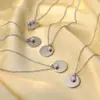 Moderna Cadena de Clavícula con Colgante Redondo de Moissanita para Mujer, Personalizable, Versátil para el Día a Día, Accesorio Popular de Transmisiones en Vivo de Tiktok al por Mayor