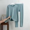 Novidade Outono e Inverno Roupa Íntima Térmica Listrada de Caxemira e Seda para Jovens Homens e Mulheres, Conjunto de Roupas de Outono e Calças Compridas para Febre
