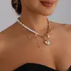 Joyería Transfronteriza Europea y Americana Estilo Retro Collar de Corazón Ins Personalizado Creativo Estilo de Empalme Elemento de Estrella con Borla Collar