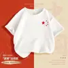 Nova Camiseta de Algodão Estilo Chinês para Meninos e Meninas Manga Curta Verão Roupas Infantis Roupa de Performance Infantil Top Bonito Patriótico Tendência
