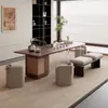 Mesa de Té Isla de Estilo Chino de Alta Gama Nueva Madera de Nogal Negro Norteamericano Mesa de Té de Oficina con un Toque de Lujo Ligero y Moderno de Alta Gama