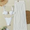 Nuevo Traje de Baño de Tres Piezas Bikini con Tirantes Sexy Bikini Europeo y Americano Traje de Baño Dividido Color Sólido Ajustado Vestido de Playa