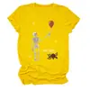Camiseta feminina independente da Amazon, da moda, única e divertida, com caveira "well shit", balão, rosa, gola redonda e manga curta