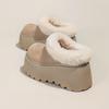 Sapatos Birkenstock de Algodão Pelúcia com Plataforma Aumenta-Altura Slip-On Dedão Grande Feio-Bonito para Mulheres 2025 Inverno Novo Botas de Neve com Solado Grosso Quente