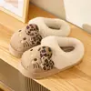 Pantufas de Algodão Acolchoadas para Mulheres no Outono e Inverno, Femininas e Adoráveis, para Uso Interno em Casa, com Solado Grosso Antiderrapante e Quentes, Sapatos de Algodão para Mulheres no Inverno