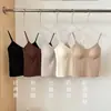 Camisola fina sin costuras de longitud media con tacto de segunda piel y tirantes finos para mujer, adecuada para llevar sola o debajo de otras prendas, con soporte suave, copas fijas y un hermoso diseño en la espalda