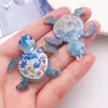 Nuevos colgantes pequeños de acrílico con estampado de animales marinos de dibujos animados, tortuga, delfín, ballena, accesorios para joyería DIY transfronterizos