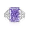 Anillo Reina con Flor de Hielo de Colorido Cristal de Gema, Corte Brillante con Diamantes de Alto Carbono Súper Brillantes, Anillo de Moda y Lujo, Disponible para Dropshipping