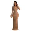 C6832 transfronteiriço AliExpress Amazon moda europeia e americana feminina vestido de malha com strass cor sólida vestido