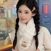 Bufanda para niña suave con relieve de flor con cara sonriente linda para otoño e invierno, estilo coreano para estudiantes, combinable con todo