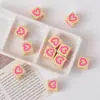 Cor de Doces Acrílico Quadrado Coração Estampado Contas Soltas DIY Pulseira Colar Corrente de Celular Acessórios com Contas Material