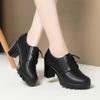 Una generación de zapatos de mujer de cuero suave para primavera y otoño, plataforma impermeable de tacón alto, suela gruesa, zapatos de cordones para dama, zapatos para madre