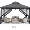 Carpa de Hierro 10*10 pies Pabellón con Mosquitero Exterior Red Anti-Mosquitos Patio Jardín Valla Venta Directa de Fábrica Tamaño 3 Metros
