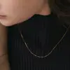 Collar de Cadena Caja Cadena Plana Europea y Americana Transfronterizo para Mujer, Diseño de Nicho de Lujo Ligero, Temperamento de Moda de Gama Alta, Cadena Versátil para Clavícula