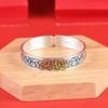 Ciervo Dorado Rey Plata Pulsera Ancha Vintage Pasador Hecho a Mano Flor Peonía Engrosada Diseño Abierto Pulsera de Plata para Mujer