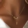 Collar Metálico con Borla en Forma de Corazón de Diamante Transfronterizo con Cuello Redondo para Mujer, Diseño de Nicho de Moda para Viajar, Cadena de Clavícula de Alta Gama para Mujer
