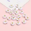 Cuentas de Acrílico 4*7mm Fondo Blanco Inglés Letra Dorada Letra Única Cuentas Planas DIY Accesorios para Joyería de Educación Temprana para Niños