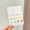 Juego de pendientes de plata S925 con forma de corazón, plegables, tridimensionales y de colores, con forma de corazón para niña pequeña.