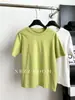 2025 Início da Primavera/Camiseta de Manga Curta Gola Redonda Lixada Macia e Cera Feminina Simples Versátil Solta Cor Sólida Elástica Camiseta Básica Interna