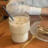 Copo Criativo de Vidro Transparente de Alta Qualidade com Padrão Vertical e Listras Finas de Borossilicato Alto para Cerveja, Café e Leite Doméstico