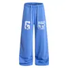 Pantalones de Pierna Recta Sueltos con Estampado Creativo Marca de Moda de Calle Vibe Pantalones Deportivos Casuales para Hombre con Cordón y Puños