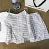 Pijama de verão feminino com bojo, conjunto de camisola e shorts sexy, estilo puro desejo, fino listrado sem mangas, conjunto de roupa caseira de verão