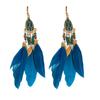 Pendientes bohemios con forma de gota de agua, hojas y plumas, estilo étnico retro, elegantes y de alta gama para mujer.