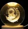 Direto da fábrica, transfronteiriço, dedicado a esfera de cristal esculpida em 3D rosa, presente de Dia dos Namorados, pequenos ornamentos criativos luminosos