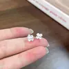 Prata S999 Agulha Simples Zircônia Branca Trevo de Quatro Folhas da Sorte Tarraxa para Lóbulo da Orelha Tarraxa Brilhante para Piercing na Orelha Sem Rosca Joia de Orelha de Nicho para Mulheres