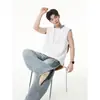 2026 Nuevo Estilo de Verano para Hombre, Top Patchwork con Detalle de Cuadros y Diseño Simple de Cuello en V Profundo, Chaleco sin Mangas Falso de Dos Piezas