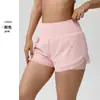 Shorts de yoga feminino transfronteiriço, falso conjunto de duas peças, fino, anti-exposição, com bolsos laterais, respirável, secagem rápida, para corrida, esportes e fitness