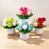 Planta em Vaso Pequeno de Rosa de Alta Simulação Transfronteiriça 6 Rosas Decoração de Mesa Flor de Simulação Pequeno Ornamento Decoração de Casamento Flor Artificial