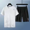 Traje Esportivo Casual de Verão para Homem Traje Esportivo de Manga Curta Traje para Fitness ao Ar Livre Corrida Matinal Traje de Shorts de Manga Curta