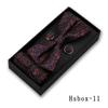 Pajarita para hombre, gemelos de bolsillo, 3 piezas, caja de regalo, traje de boda, accesorios para traje, pajarita roja en stock