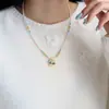 Moda de Verano Azul Fresco Esmalte Caballo de Troya Perla Shijia Collar Cadena de Clavícula de Lujo Ligero Nicho Gama Alta