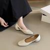 Sapatos de Salto Grosso Estilo Francês para Mulheres, Tamancos Vazados de Bico Quadrado, Sapatos Mary Jane Rasos Confortáveis de Salto Baixo, Respiráveis