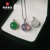 Pingente Redondo Cabochão de Calcedônia Verde Claro Tipo Gelo para Mulheres, Cravejado com Pedra Preciosa de Ágata Cor de Jade Verde Imperial, Novo Estilo Chinês