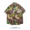 Camisa de Praia Havaiana Masculina Manga Curta Verão Sanya Férias na Beira-Mar Roupa Masculina Estilo Retro Tailandês Hong Kong Camisa Floral
