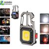 Chave de fenda portátil recarregável tipo-c luz de trabalho mini mosquetão de escalada luz chaveiro COB lanterna led Exterior